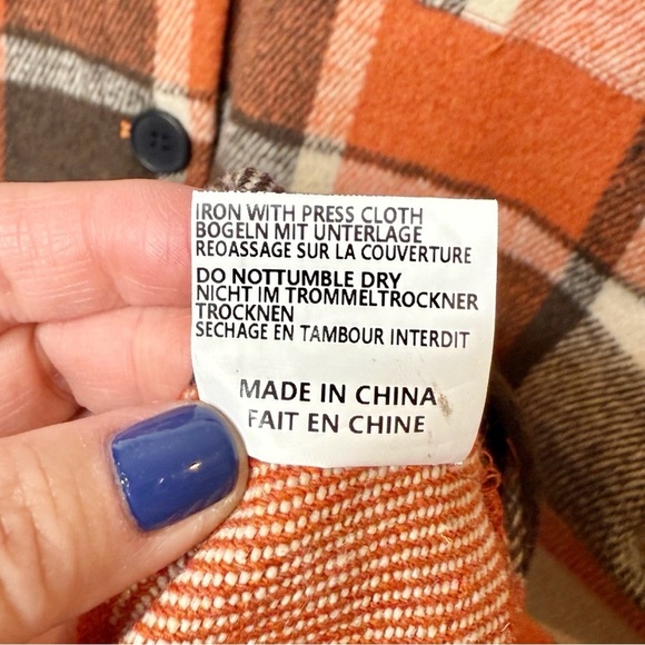 American Singer Orange Plaid Inspired By Cover Art Fall Oversized Shacket Sz M - Picture 10 of 14